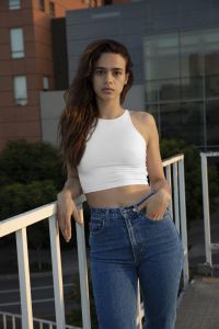  American Apparel NI PAMUT SPANDEX UJJATLAN RVID FAZON TOP