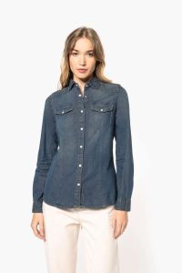  Kariban LADIES' LONG-SLEEVED DENIM SHIRT